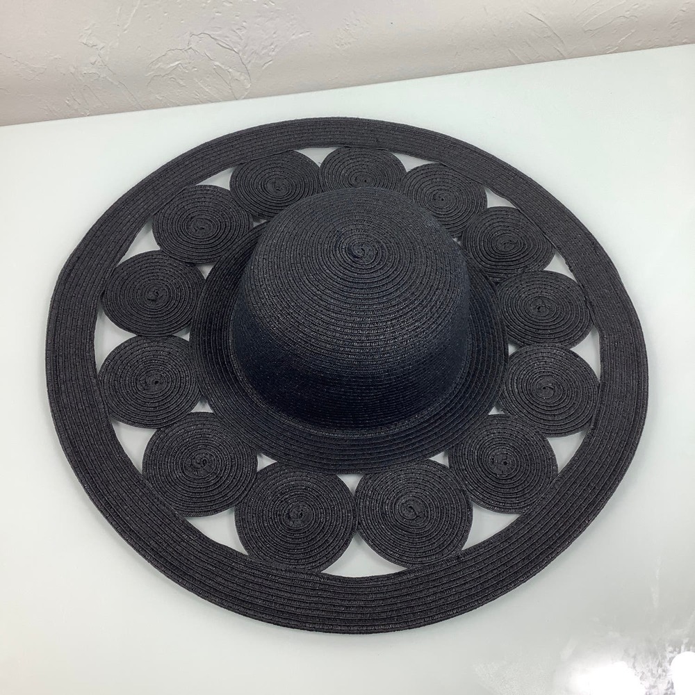 Physician Endorsed Glamour Black Toyo wide brim Sun Hat adjustable SZ OSFM EUC - Picture 5 of 12